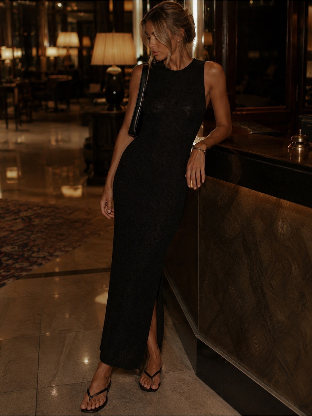 Anine Bing Black Sleeveless Midi-Maxi Dress